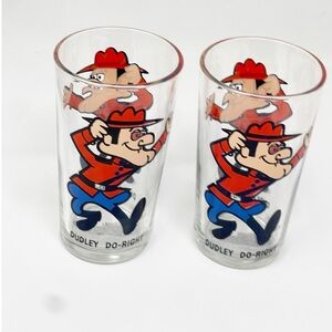Vintage 1970’s Dudley Do-Right Set Of (2) Pepsi Collector’s Series Glasses